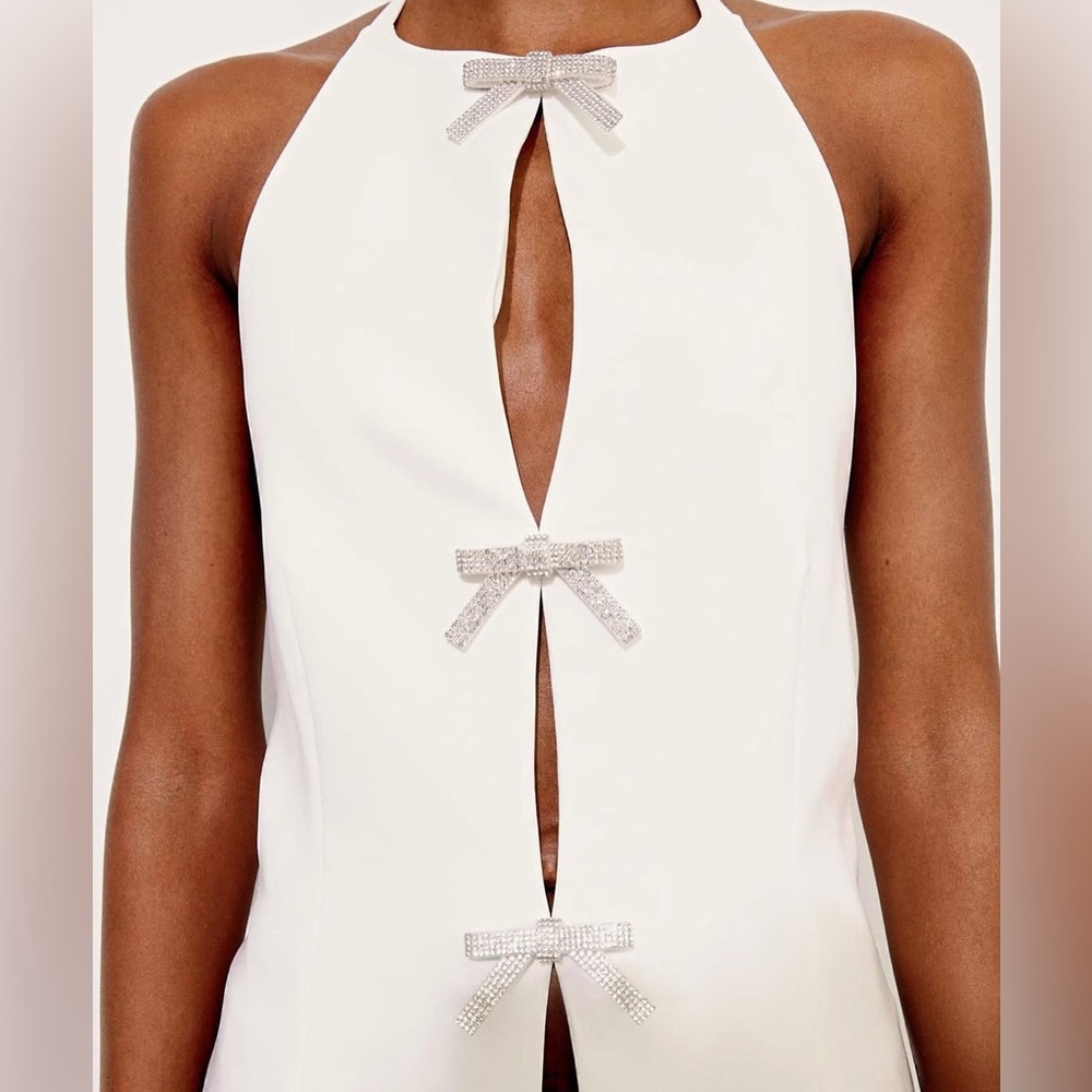 Zara Top With Rhinestone Bow | - Picture 3 of 7